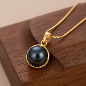 Vente chaude chaîne délicate en argent Sterling 925 avec pendentif perle noire bohème 18K or cristal de guérison mode délicate - Product Image 5