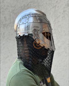 Casco Medieval de Acero de Cruzado con Cuello de Malla de Cadena, Protector Facial de Caballero Vikingo, Armadura para Disfraces - Product Image 2