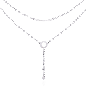 Collier de diamants brillants CVD cultivés en laboratoire en forme de poire double couche Design simple et élégant - Product Image 3