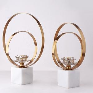 Premium Quality Marble Base <b>Candle</b> <b>Lighting</b> Holder With Metal Rings Design Weddings & Events Decor <b>Candle</b> Holders Hot Selling - Product Image 2