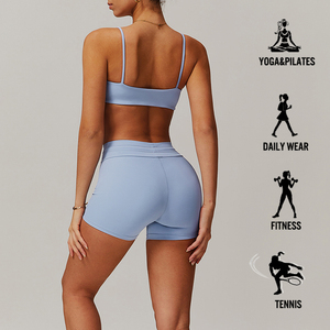 Conjunto de yoga para mujer de alta calidad Nuevo estilo con patrón de cuadros transpirable Cierre de cintura elástica - Product Image 3