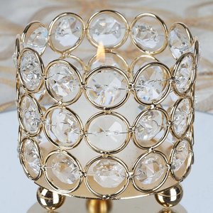 Support de lumière de thé pour la décoration de la maison bougie en métal support de bougie en cristal votif pour centres de Table de mariage votive en or - Product Image 2