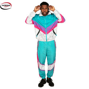 Conjuntos cortavientos informales para adultos de talla grande al por mayor, chándales de trabajo con paneles estampados multicolores para ropa de otoño para niños - Product Image 1