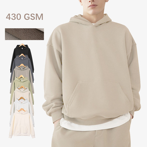 Sudaderas con capucha de gran tamaño de alta calidad para hombre, peso pesado, 430gsm, algodón sin cuerdas para la temporada de invierno - Product Image 2