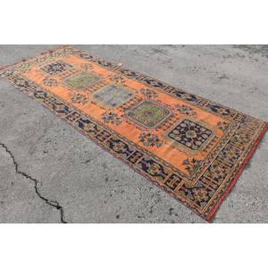 พรมปูพื้นสไตล์ตุรกี4.4ชิ้นแบบงานเย็บปะสุดคลาสสิกสีส้มสีน้ำเงินสำหรับห้องนั่งเล่นพรมทางเดินทรงสี่เหลี่ยมผืนผ้าทำจากยางลาเท็กซ์ - Product Image 2