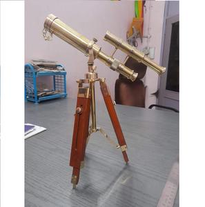 Telescopio de latón macizo Shubham en soporte, totalmente funcional, telescopio marino vintage náutico - Product Image 1