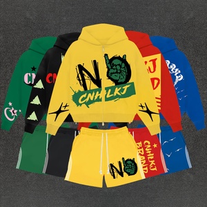 Últimos chándales personalizados Ropa de hombre Prendas de abrigo Jersey Cremallera Sudadera con capucha Pantalones cortos de hombre y conjunto de Sudadera con capucha para hombres - Product Image 6