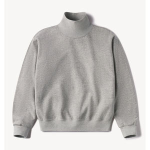 Sweat-shirt en molleton côtelé personnalisé, col montant beige, pour homme, livraison DDP - Product Image 2