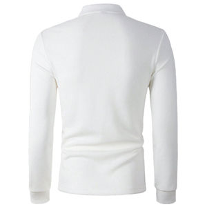 Haute pureté coton Piqué tissu à manches longues polos hommes col t-shirts à manches longues pour printemps automne hommes t-shirts - Product Image 3