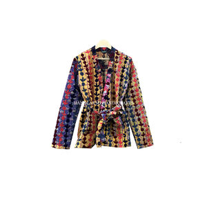 Veste Kantha en coton avec broderie indienne faite à la main, manteau Vintage coloré, Style bohème, cadeau de noël - Product Image 2