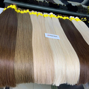 Vente en gros 100 grammes en vrac vierges Remy Extensions de cheveux vague naturelle Machine Double trame toutes les couleurs 70cm vietnamien NASA cheveux meilleur - Product Image 1
