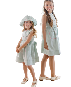 Abiti Casual Personalizzabili per Bambine in Tessuto Morbido, Vestiti Senza Maniche Coordinati per Sorelle con Orlo Smerlato - Product Image 1