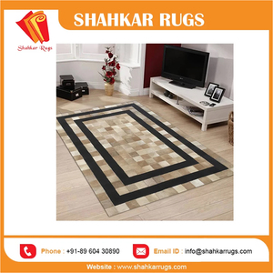 ชุดพรมและพรมสำหรับห้องนั่งเล่นพรมผ้าแจ็คการ์ดหนังสีเบจที่ทันสมัยมีพู่ - Product Image 5