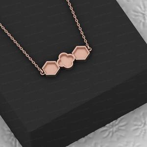 Top qualité 925 trèfle et hexagone forme lunette tasse semi-montage pendentif à breloque collier réglage saint valentin résultats de bijoux composants - Product Image 5