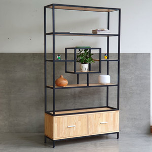 Meuble/étagère décoratif pour salon au design minimaliste 100x30x180cm en bois d'hévéa KTB68142 - Product Image 2