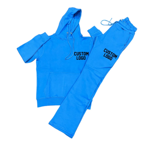 Custom Rhinestone Flare Chándal-Acid Wash French Terry Set OEM Distressed Sun-Fade Chándal-Cotton Flare Pantalones de chándal Set - Product Image 4