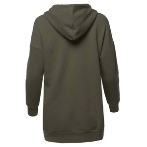 Vestido Sudadera con Capucha Oversize Verde Oliva, Bolsillos, Manga Regular, Unisex, Casual, Largo, Color Sólido, Tejido de Felpa Francesa - Product Image 2