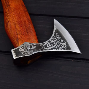 Tomahawks Burraq personnalisés de 19,5 pouces en acier au carbone, manche en bois de rose barbelé, étui en cuir, camping, cadeau de plein air, papa, fait à la main, bricolage - Product Image 3