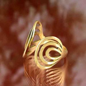Anillo Étnico Vintage para Mujer, Diseño de Paz de Alta Calidad, Estilo Clásico, Chapado en Oro de 24K, Latón Ajustable, Calado, para Boda - Product Image 2