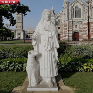 <span class=keywords><strong>Statue</strong></span> di Gesù Cristo e San Egidio in Marmo Bianco, Scultura Religiosa Decorativa in Stile <span class=keywords><strong>Moderno</strong></span> - Product Image 2