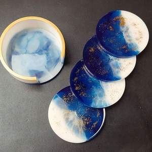 Dessous de verre faits à la main en résine avec des paillettes design tourbillon tapis de boisson époxy parfait pour la maison table basse cuisine et ensembles de cadeaux - Product Image 3