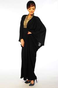 Abaya negra árabe para mujeres musulmanas en Dubái Oriente Medio - Product Image 2