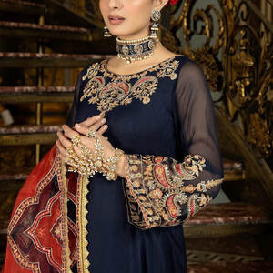 Latest Elegant Long-<b>Sleeved</b> Women's Party Dress Comfortable Soft Summer Salwar Kameez Suits <b>Lace</b> Button Sequin Washable - Product Image 5