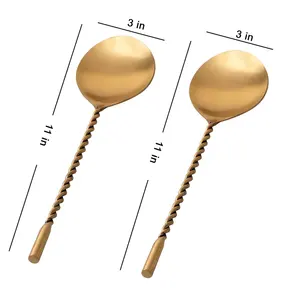 Cucharas de servicio con mango torcido sumergido en cobre, acero inoxidable, aptas para lavavajillas y seguridad alimentaria - Product Image 1