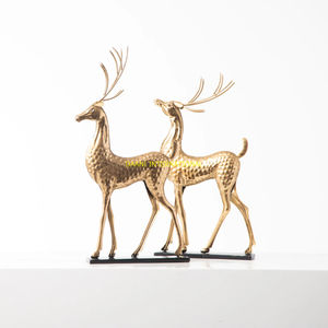 Gold Standing & Sitting Reindeer Pair Christmas Figurines Holiday Deer Sculptures Festive Tabletop <b>Decor</b> Winter <b>Gift</b> & Sculpture - Product Image 5