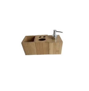 Nouveau design ensemble de salle de bains en bois distributeur de savon en bois de qualité supérieure poubelle et distributeur de savon/dentifrice/porte-brosse - Product Image 5
