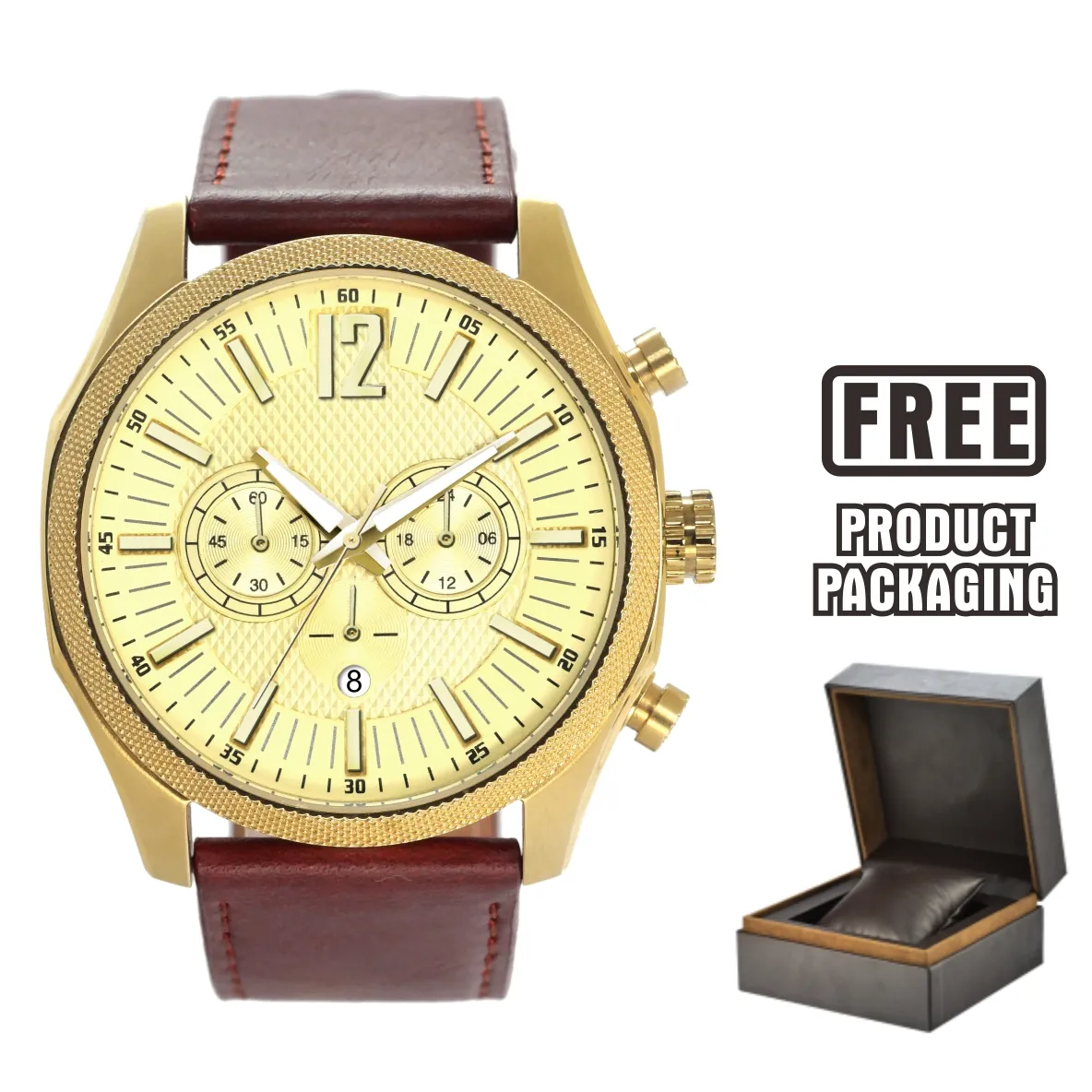 [Boxset] Factory Supply Best Value Stainless Steel Quartz Men Luxury Watch Waterproof Chronograph
