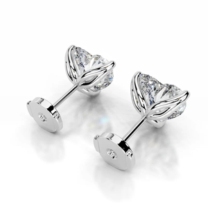<b>Heart</b> Cut Lab Created Diamond <b>Stud</b> <b>Earrings</b> 14K White Gold VS2 Clarity Cute Style for Certified Daily Wear Jewelry - Product Image 2