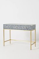 Table basse marocaine artisanale en os incrusté, design unique et exotique, multifonctionnelle, écologique, pour entrée et salon