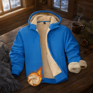 <b>Men's</b> Custom <b>Sherpa</b> Lined Zip-Up <b>Hoodie</b> 100% Cotton Fleece 340 GSM OEM Logo Embroidery - Product Image 3