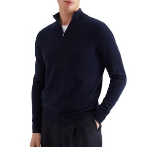 Pull à col montant en laine mélangée et cachemire, surdimensionné, à col polo, tricoté, pour homme, avec étiquette privée personnalisée, 2026 - Product Image 1