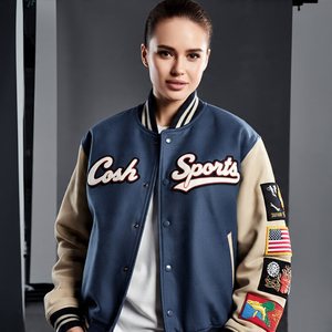 แจ็กเก็ตเบสบอลทีมเบสบอลปักกระดุมเต็มหน้าปักลายมีสไตล์แนวสตรีทสำหรับตำแหน่งโลโก้หน้าสำหรับฤดูหนาว - Product Image 2