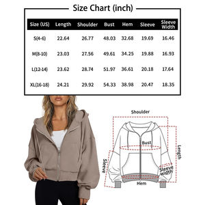 Customized Zipper Women Winter Thick Thermal Lightweight Fleece Unlined Cropped <b>Running</b> <b>Hoodie</b> Cotton breathable Eco-friendly - Product Image 6