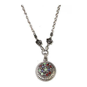 Urthn 1200732, colgante de cadena chapado en rodio de piedra austriaca Multicolor, cadena de eslabones de latón chapada en oro, Diamante religioso cristiano - Product Image 1