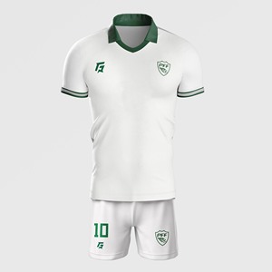 Shorts de sport blancs personnalisés PFF Away Kit 100% polyester taille XS avec fermeture élastique à la taille, logos par sublimation et broderie - Product Image 2