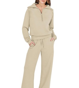 Dames polaire coton Gym Fitness Outerwear Custom Made Fashion Track Suits 2pcs Sets Vente en gros OEM - Product Image 5