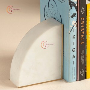 Bookend Home Tabletop <b>Book</b> Holder White Mosaic Marble Modern Bookends Attractive Look Pattern <b>Decorative</b> Study Room Bookends - Product Image 2