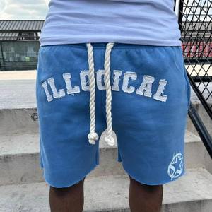 Pantalones cortos lavados con ácido de verano personalizados para hombre, corte desgastado, Vintage, Sol, se desvanece, bordado, apliques, parche, sudor, algodón, estilo informal - Product Image 3