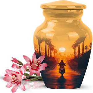 Urna de aluminio personalizada pintada a mano para cenizas humanas Urna conmemorativa con diseño artístico para funerales humanos - Product Image 5