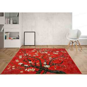 Tapis Peinture Arbre de Van Gogh, Tapis Arbre d'Amandier en Fleur, Tapis Paysage Arbres, Tapis de Reproduction, Tapis Doux Non-tissé - Product Image 2