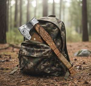 Hache viking artisanale en acier à haute teneur en carbone, manche en acier de qualité industrielle, fourreau en cuir, camping, usage quotidien en plein air, survie - Product Image 6