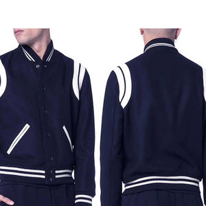 Chaqueta Retro Varsity para hombre, tejido de tacto suave, cuello levantado, cremallera completa, elegante y cómoda para el uso diario en clima fresco - Product Image 6
