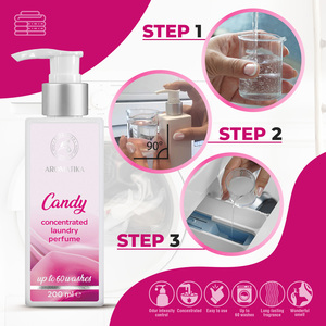 Adoucissant textile <span class=keywords><strong>parfum</strong></span>é Aromatika Sweet Candy, <span class=keywords><strong>parfum</strong></span> concentré, 200 ml, jusqu'à 60 lavages, pour l'entretien de la <span class=keywords><strong>maison</strong></span> - Product Image 3
