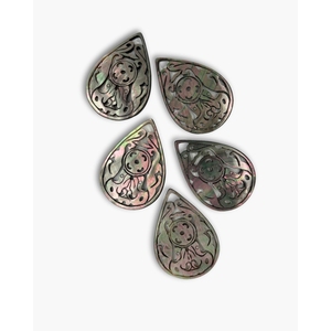 ฝาครอบลูกปัดลายหยดน้ำสีดำทำจากมุก - Product Image 4