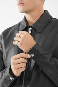 Chaqueta de Motociclista de Cuero Genuino para Hombre, Estilo Urbano, Ecológica, Transpirable, Gruesa y Abrigada para Invierno - Product Image 6