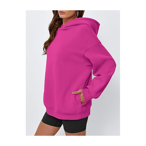 Soft cotton <b>fleece</b> hoodie for <b>women</b> low MOQ solid <b>pattern</b> long sleeve hoodie 2025 trending style baggy style simple hoodie - Product Image 3
